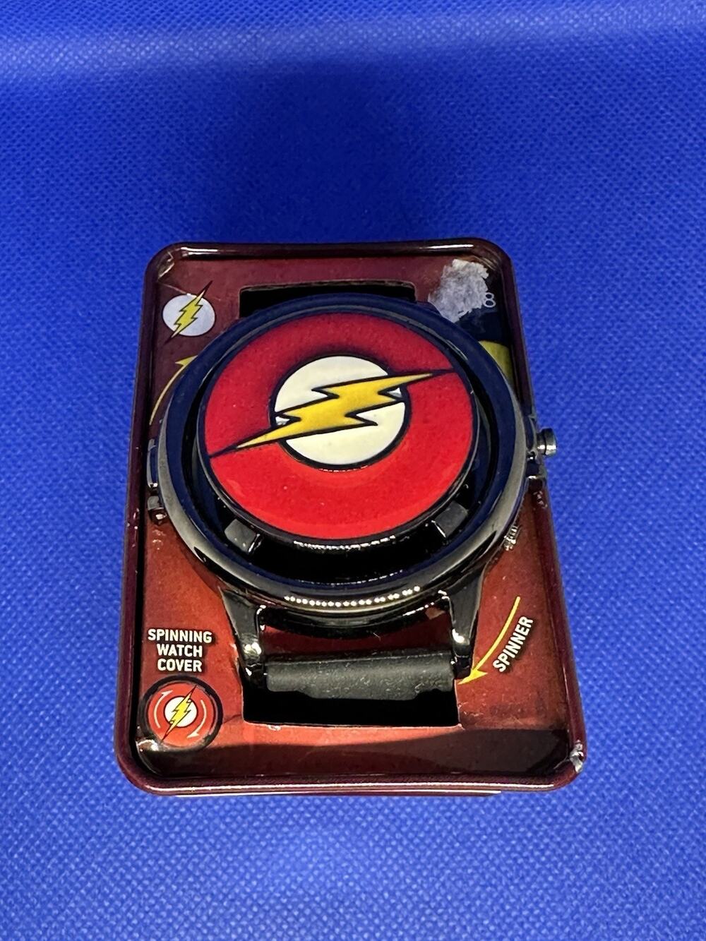 DC Comics THE FLASH Watch Spinning Lightning Bolt Flip Cover 2017 NEW